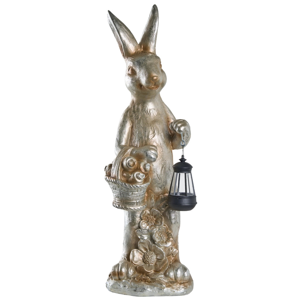 Statuetta da giardino in oro MgO 72 cm elemento decorativo coniglio realizzata a mano decorazione per interni ed esterni tema pasquale