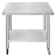 Banco di lavoro per ristorazione Tavolo in acciaio inox per la preparazione degli alimenti Cucina mobile 76cm x 90cm x 86cm