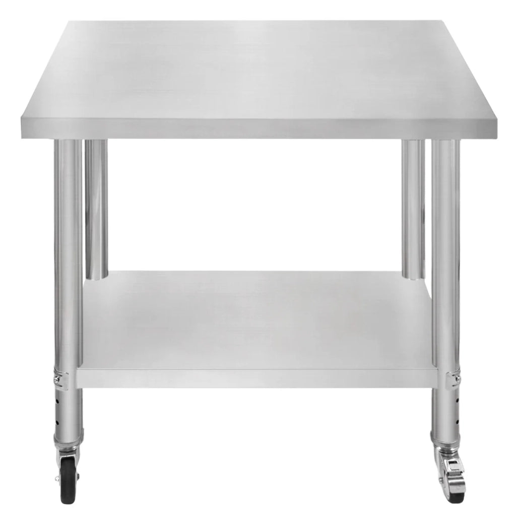 Banco di lavoro per ristorazione Tavolo in acciaio inox per la preparazione degli alimenti Cucina mobile 76cm x 90cm x 86cm