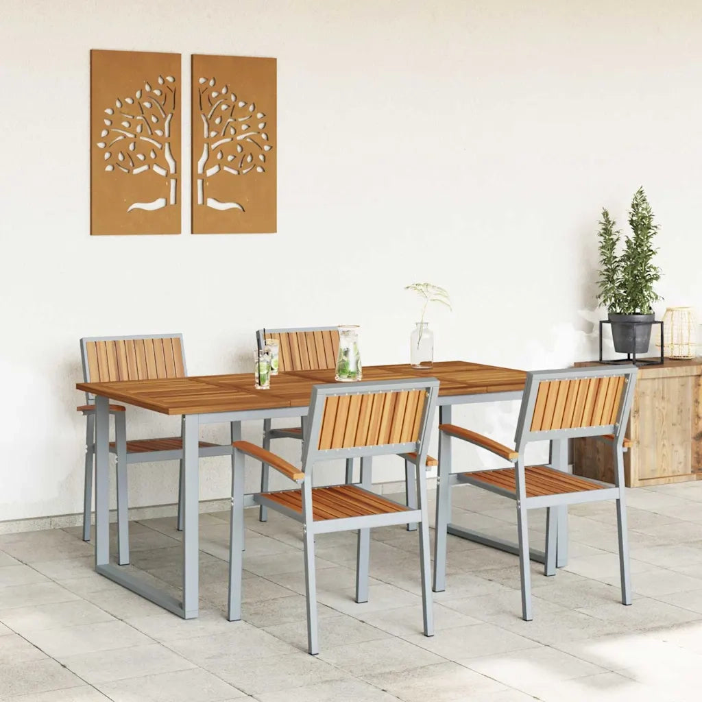 Set da Pranzo per Giardino 5 pcs Grigio 3284355