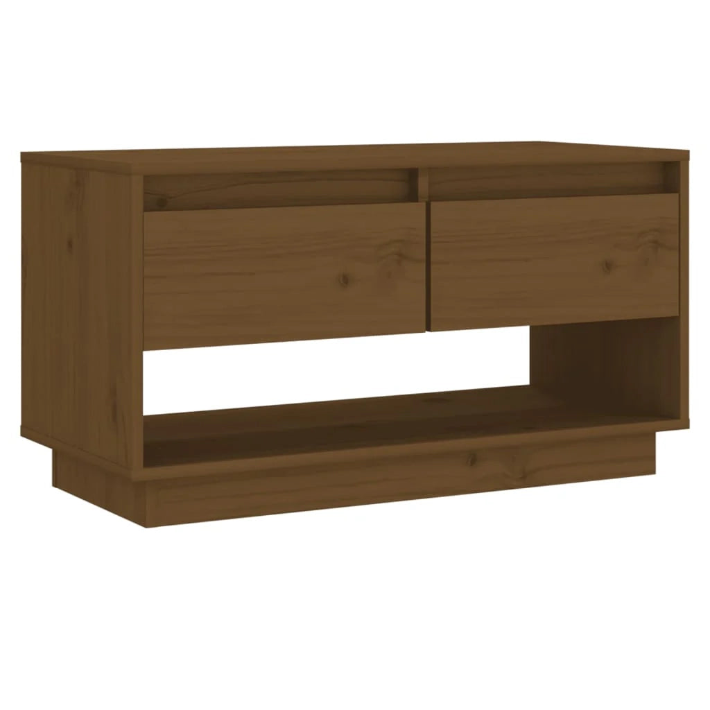Mobile TV multimediale scaffale TV credenza TV sala da pranzo soggiorno camera da letto color miele 74 x 34 x 40 cm legno di pino massiccio marrone 02_0027716