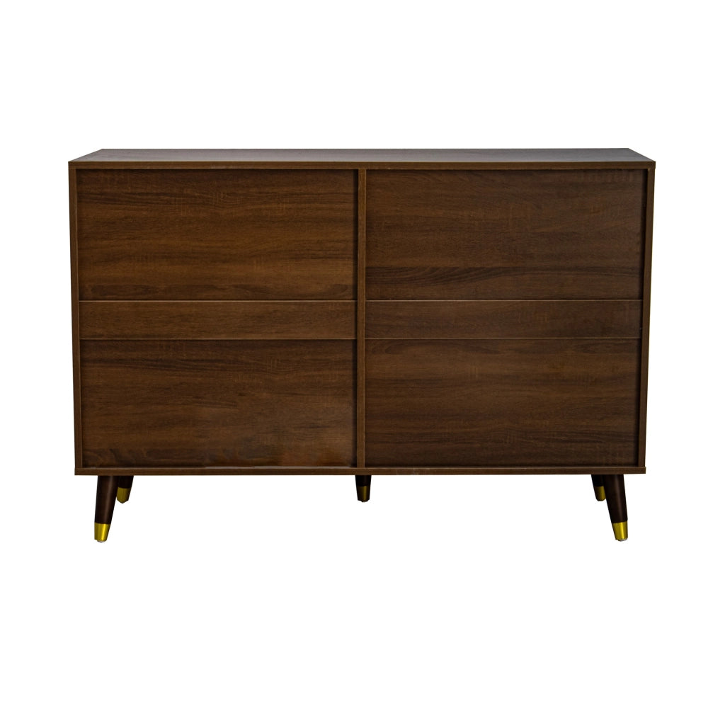 Credenza 120x40x81 cm con 6 cassetti; stile vintage; MDF e pannello truciolare; naturale