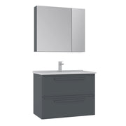 Set mobile lavabo con specchio (2 pezzi) "Nuvola 80 v2" - 80 x 50 x 62 cm - Antracite