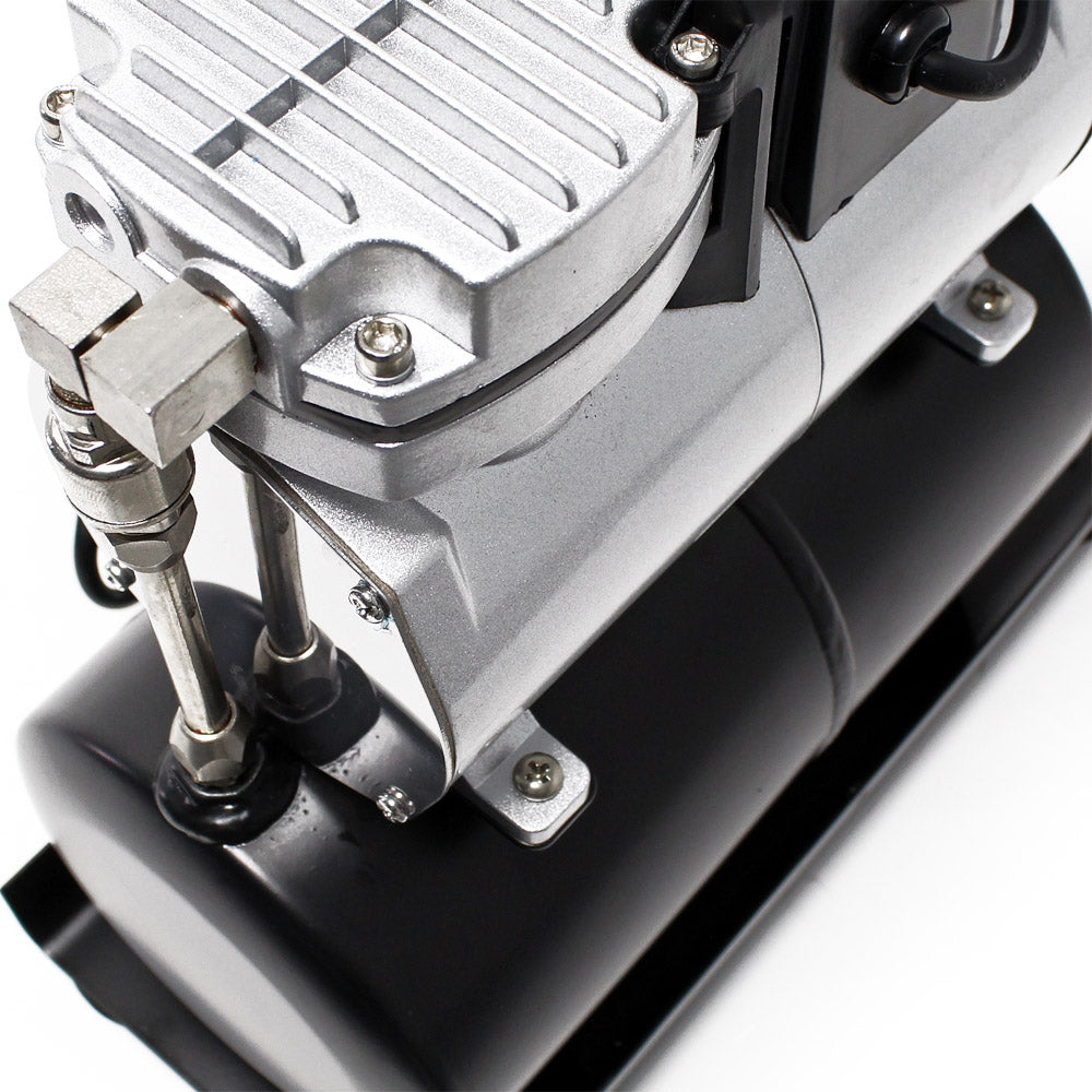 Compressore per aerografo AF189A, monocilindro con serbatoio aria e pressione max di 6 bar