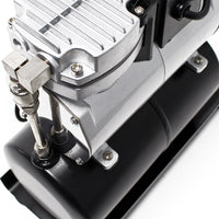 Compressore per aerografo AF189A, monocilindro con serbatoio aria e pressione max di 6 bar