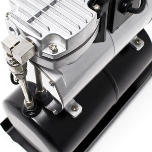 Compressore per aerografo AF189A, monocilindro con serbatoio aria e pressione max di 6 bar