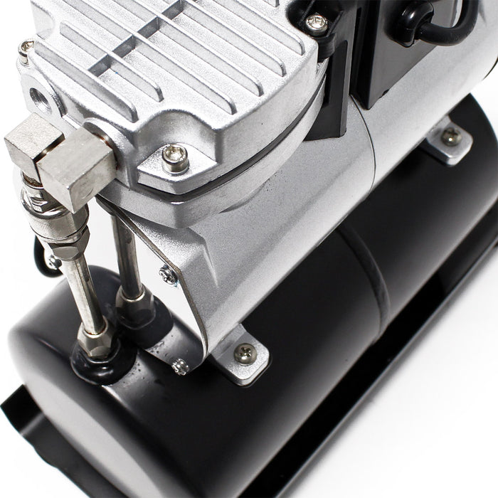 Compressore per aerografo AF189A, monocilindro con serbatoio aria e pressione max di 6 bar