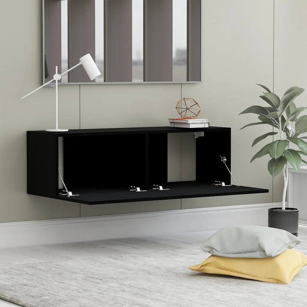 Mobile Porta TV Nero 100x30x30 cm in Legno Multistrato 801482