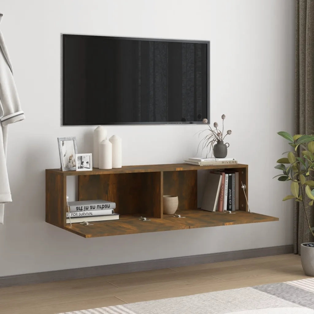 Mobile TV a Parete Rovere Fumo 120x30x30cm Legno Ingegnerizzato 815099