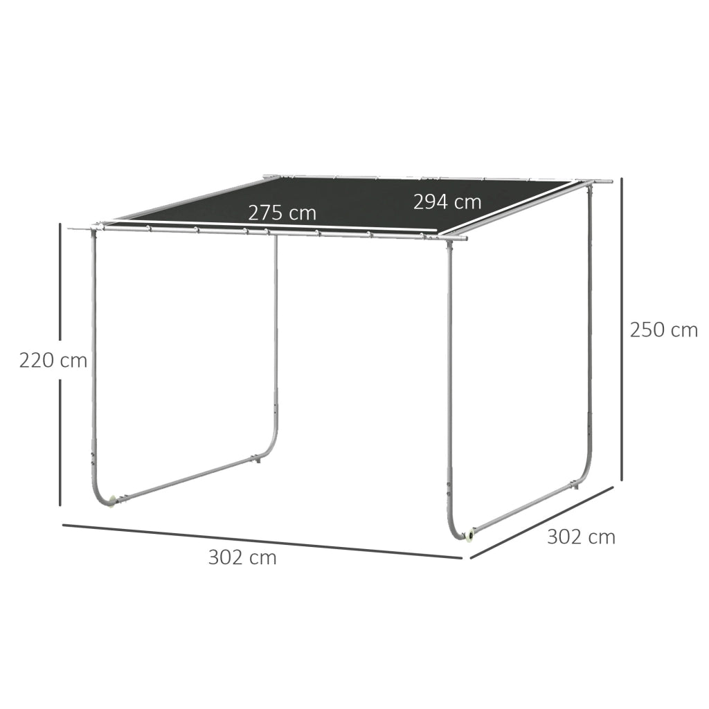 Pergolato padiglione circa 3 x 3 m tetto patio con protezione UV completo di sacco di sabbia e ruote tessuto Oxford per balcone e giardino