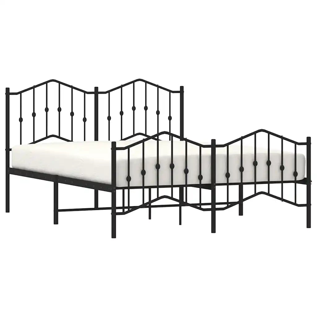 Giroletto con Testiera e Pediera Metallo Nero 135x190 cm 373806