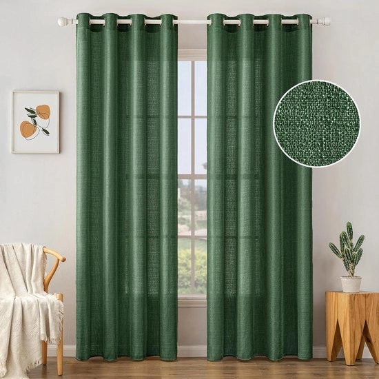 Set di 2 tende a voile con cerniere a ingranaggio - trasparente verde scuro 245 x 140 cm