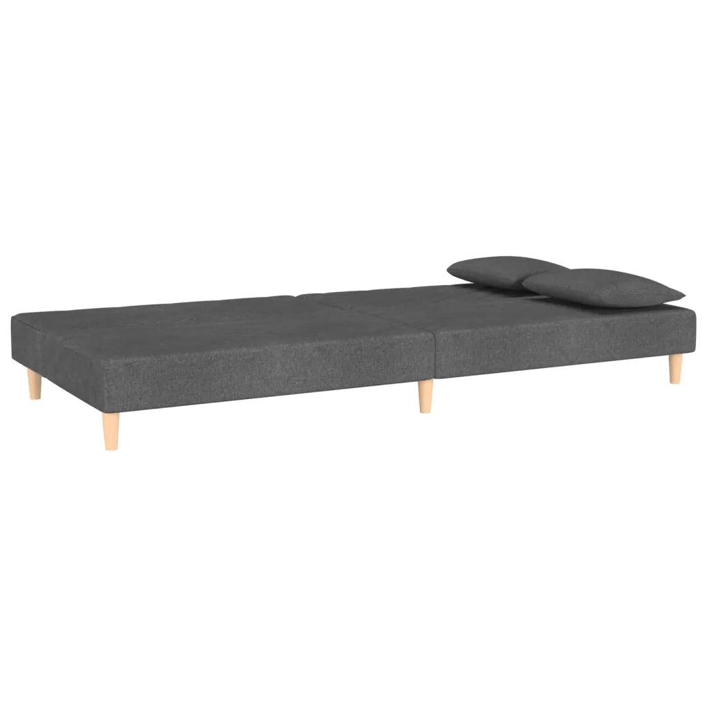 Divano Letto a 2 Posti con 2 Cuscini Grigio Scuro in Tessuto 375888
