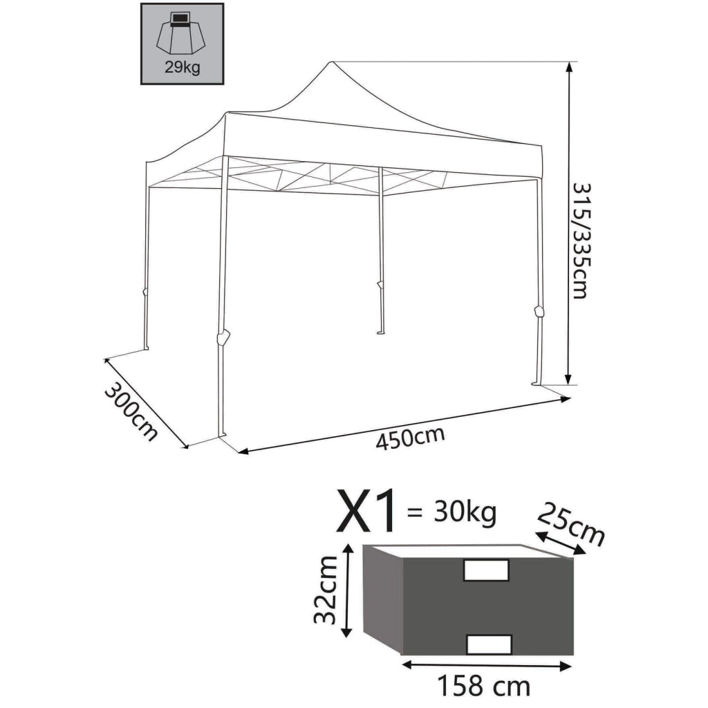 Gazebo Pieghevole con sacca protettiva 3x4 5 in alluminio pvc - BROOKS