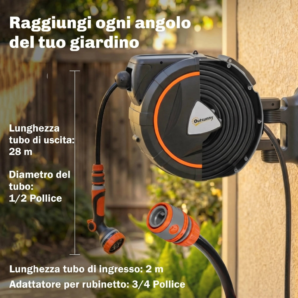 Avvolgitubo Retrattile 28+2m con Riavvolgimento Automatico ¨C zephmum ¨C 30m