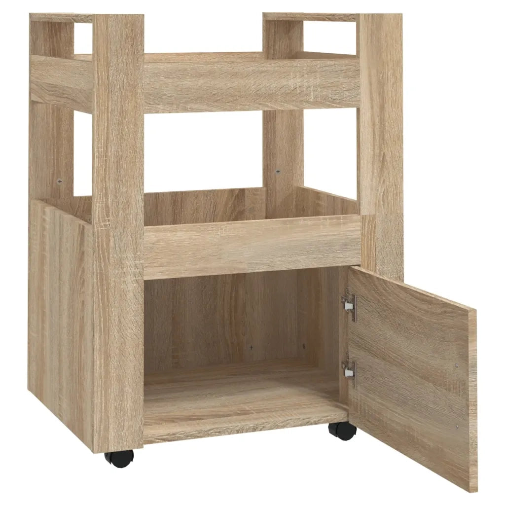 Carrello da Cucina-Scaffale per Cucina rovere sonoma 60x45x80 cm Legno Multistrato 498764