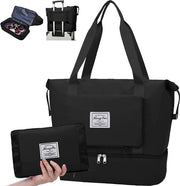 Sporttas grande per uomo e donna Teggiolino riportabile Borsa a mano per week-end Borsa per allenamento con compartimento umido e compartimento per scarpe Leggera per viaggi in palestra (nero 2)