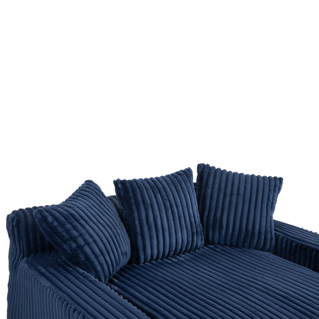 Divano Letto Singolo a Terra con Cuscini ¨C MINIMAL ¨C Velluto a Coste Blu Navy