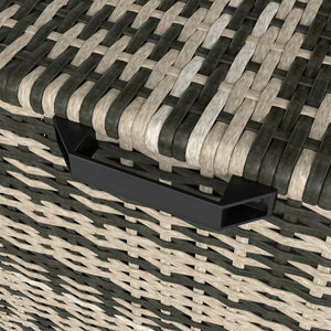 Baule da Giardino 118x57x69 cm Capacità 350L Apertura Frontale e Superiore in Rattan PE Grigio