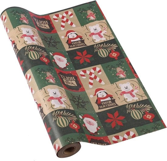 Papier di imballo per Natale rotolo 43 cm x 15 m per confezioni di regali di Natale e decorazioni festive
