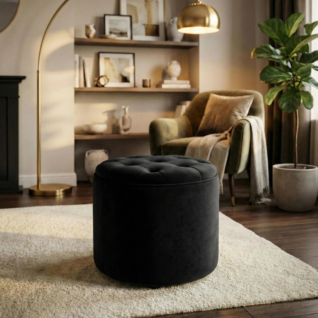 Pouf Contenitore Pantin In Velluto nero