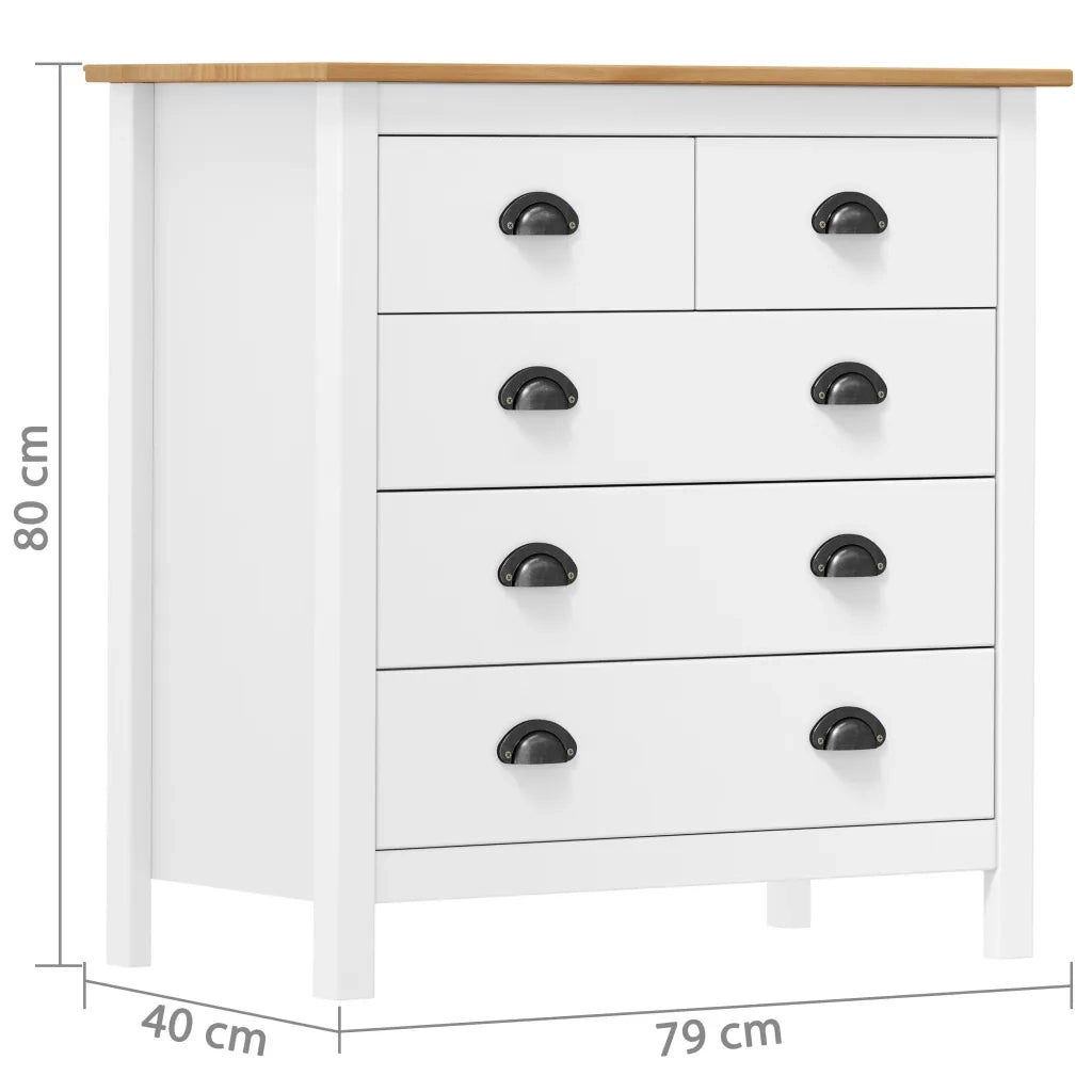 Credenza-Buffet-Armadio da cucina Hill Bianca 79x40x80 cm in Legno Massello di Pino 789223