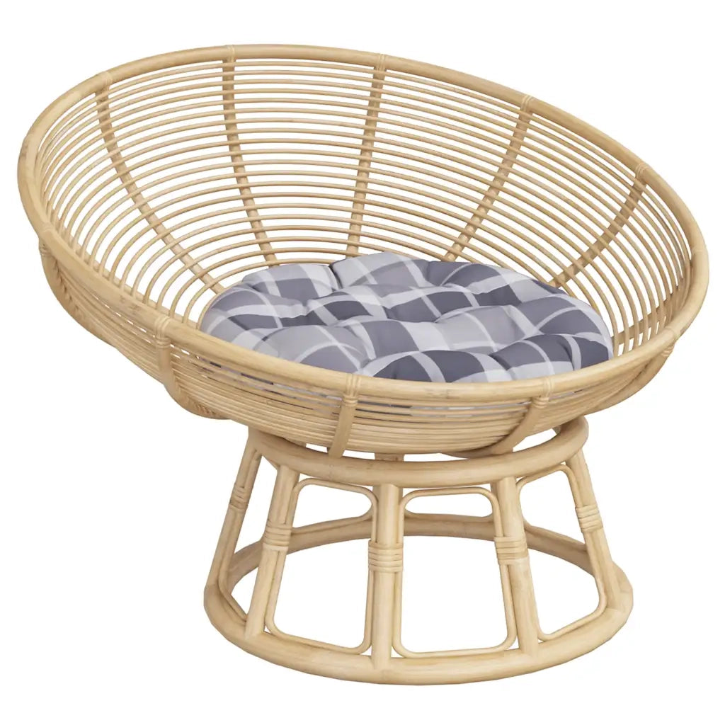 Cuscino Rotondo Grigio Motivo a Quadri Ø 60x11cm Tessuto Oxford 361954