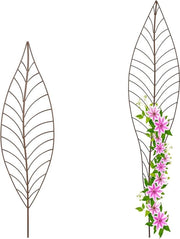 Set di sostegno per piante da giardino da 2 steccate foglie 2 dimensioni - Recla per piante rampicanti - Materiale metallico, libero, marrone
