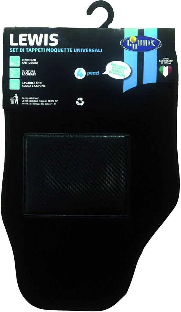 Lubex SET 4 TAPPETI UNIVERSALI PER AUTO IN MOQUETTE ''LEWIS'' con grip antiscivolo