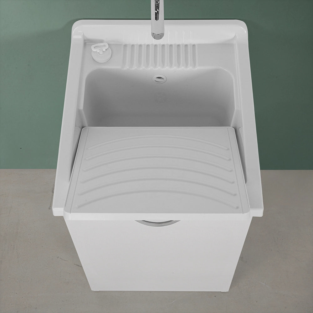 Mobile lavatoio 47x50cm salvaspazio in legno bianco 1 anta linea Pilar