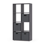 Vicco Scaffale Grigio 143 x 72 cm con 4 scatole pieghevoli
