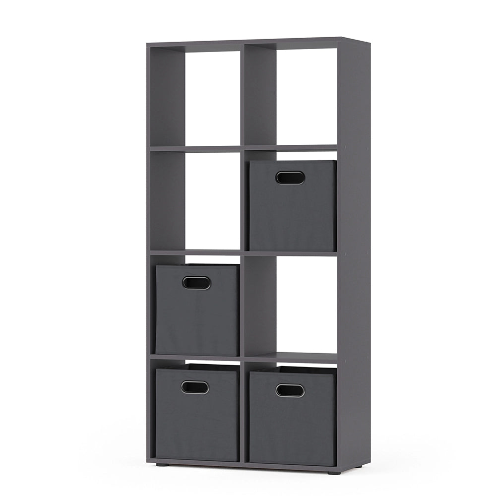 Vicco Scaffale Grigio 143 x 72 cm con 4 scatole pieghevoli