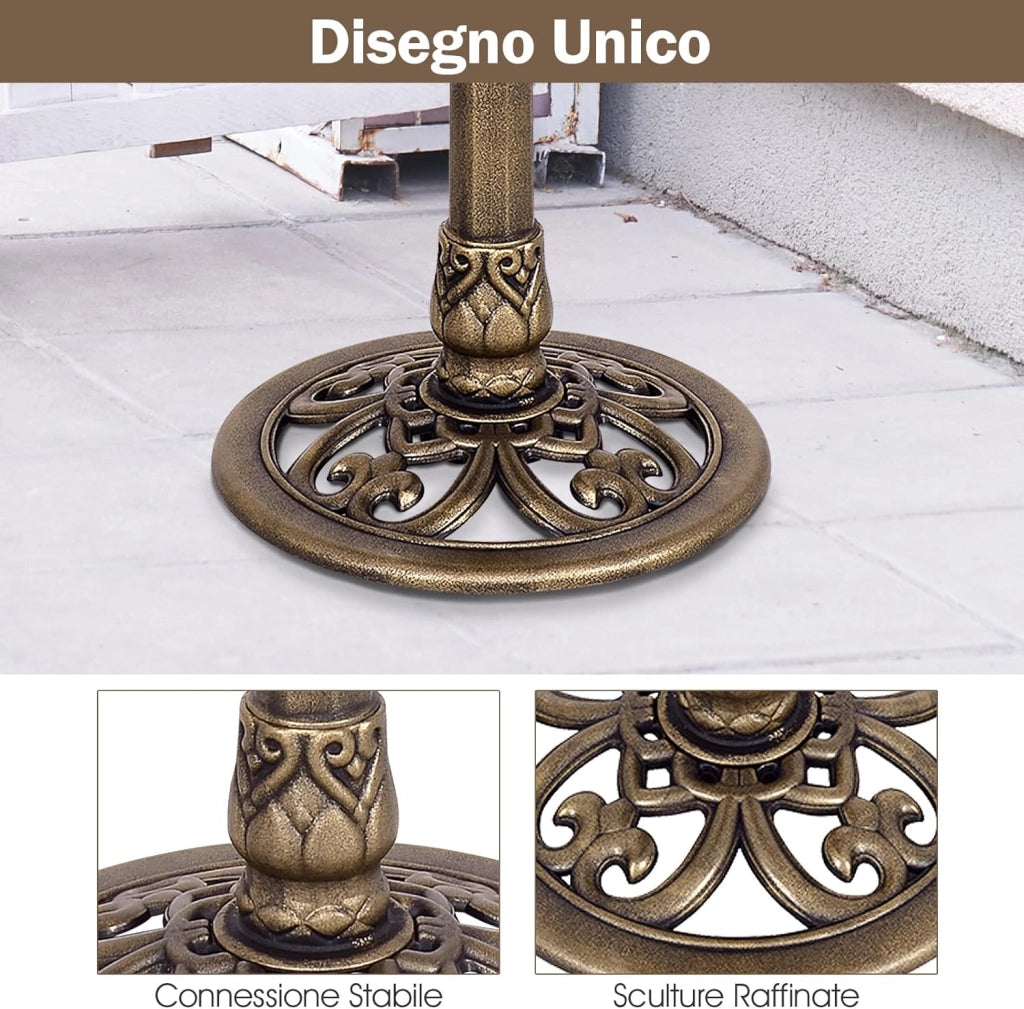 Mangiatoia per Uccelli, Vasca per Uccelli Autoportante da Esterno con Supporto, Stazione di Alimentazione per Uccelli per Balcone Giardino Cortile Patio (Bronzo)
