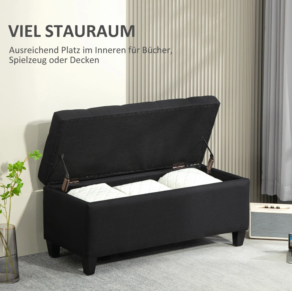 Panca contenitore imbottita nera 100 x 40 x 44 cm