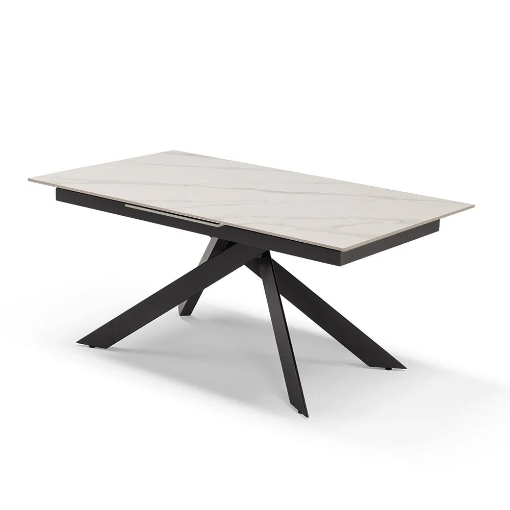 Tavolo allungabile da pranzo Marmo di Carrara 170x90 fino a 220 CM modello ANTARES per sala da pranzo, cucina e soggiorno, design moderno con top in grès ceramico