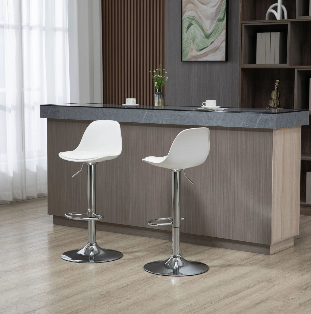 Set 2 sgabelli da bar girevoli bianchi regolabili