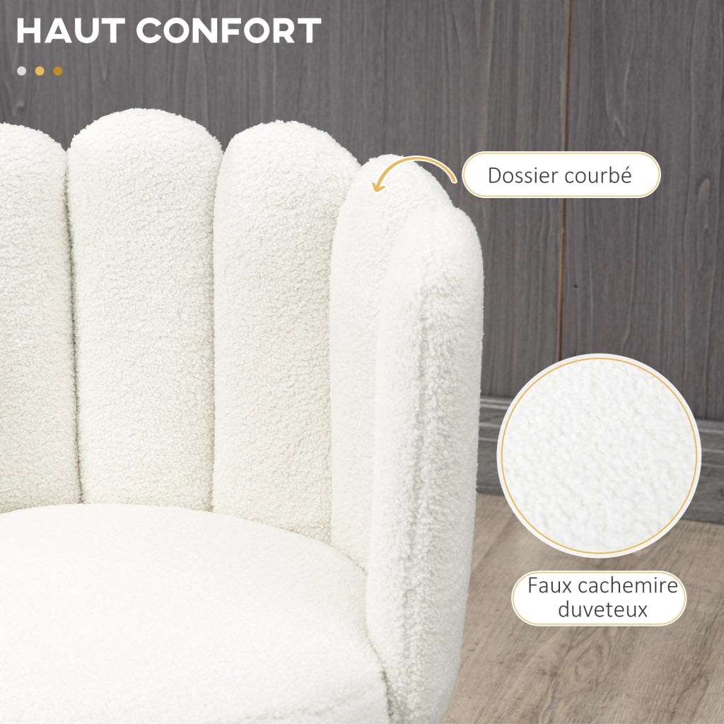 Set 2 Sgabelli Alti da Bar ¨C Xylo ¨C Tessuto Effetto Boucl¨¦ Crema e Struttura Nera 65cm