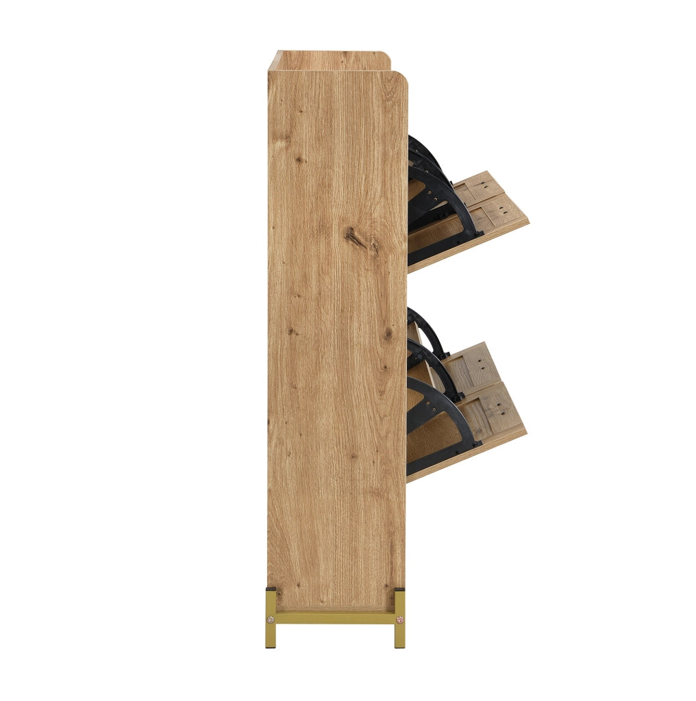 Scarpiera salvaspazio in MDF con struttura in metallo 108;5 x 24 x 100 cm; colore legno