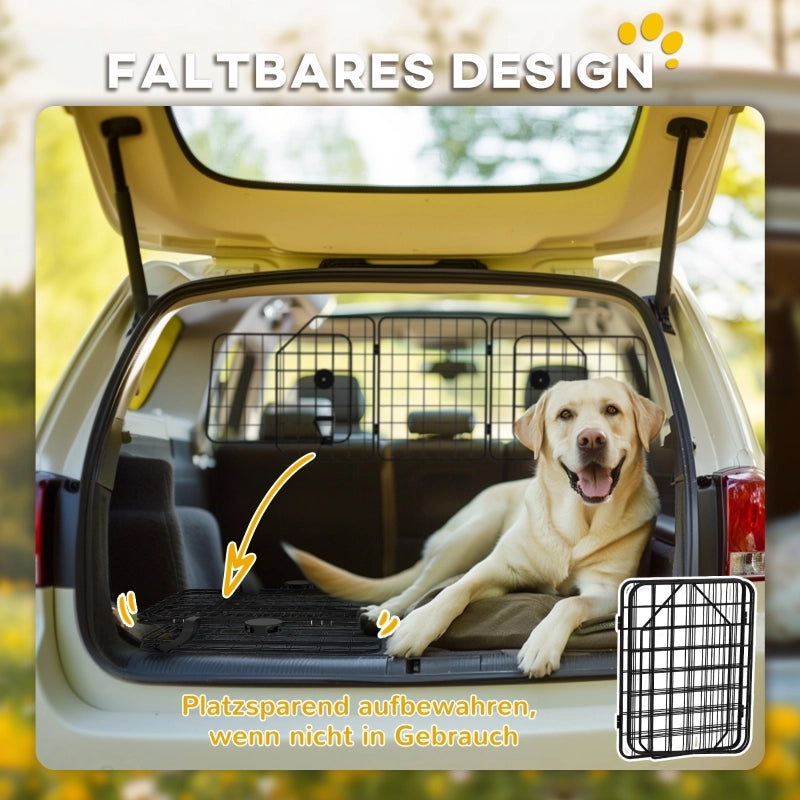 Rete divisoria per cani da auto, regolabile da 93 a 150 cm, pieghevole, facile da montare, in acciaio, nera.