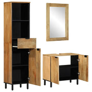 Set Mobili da Bagno 3pz Marrone in Legno Massello di Mango 3310007