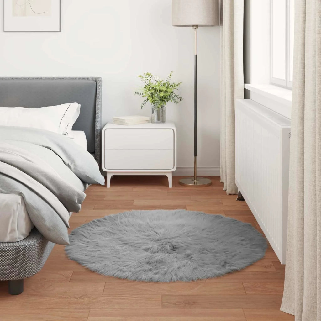 Tappeto in finta TAFALLA Grigio Ø 100 cm Poliestere 42021536