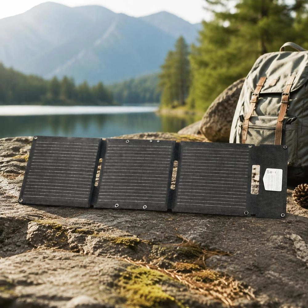 30W Foldable Solar Panel Charger, 16BB N-Type Monocrystalline Solar Panel 24% Efficiency, Ultra-Light Portable With USB-A, USB-A (QC3.0) & Type-C Ports For Camping, Backpacking, Phones, Tablets