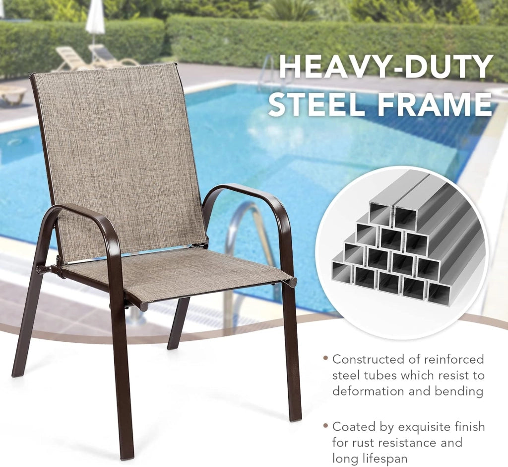 Set di 2 sedie da giardino, sedie da balcone con braccioli e schienale alto, sedie da terrazza in metallo, sedie da pranzo per patio, terrazza (grigio)