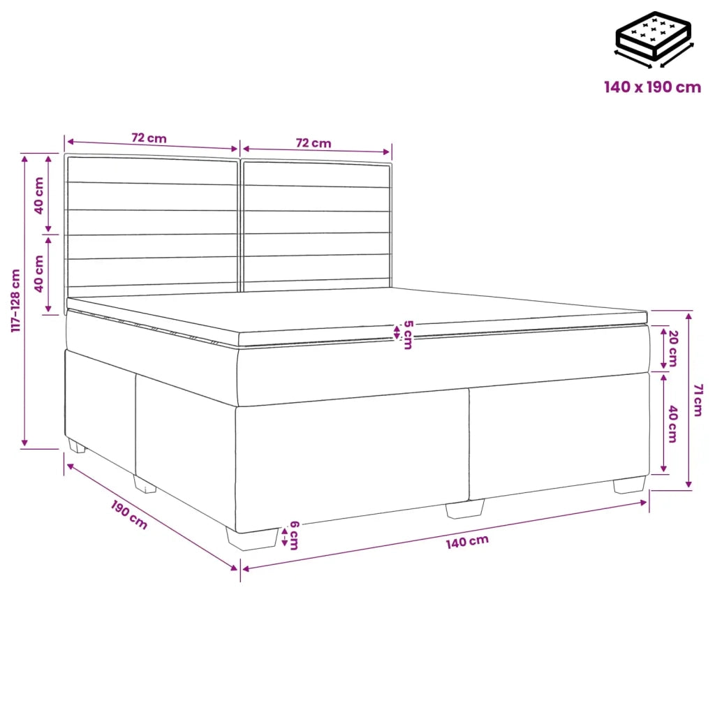 Letto box spring con materasso Crema 140 x 190 cm Tessuto 3453400