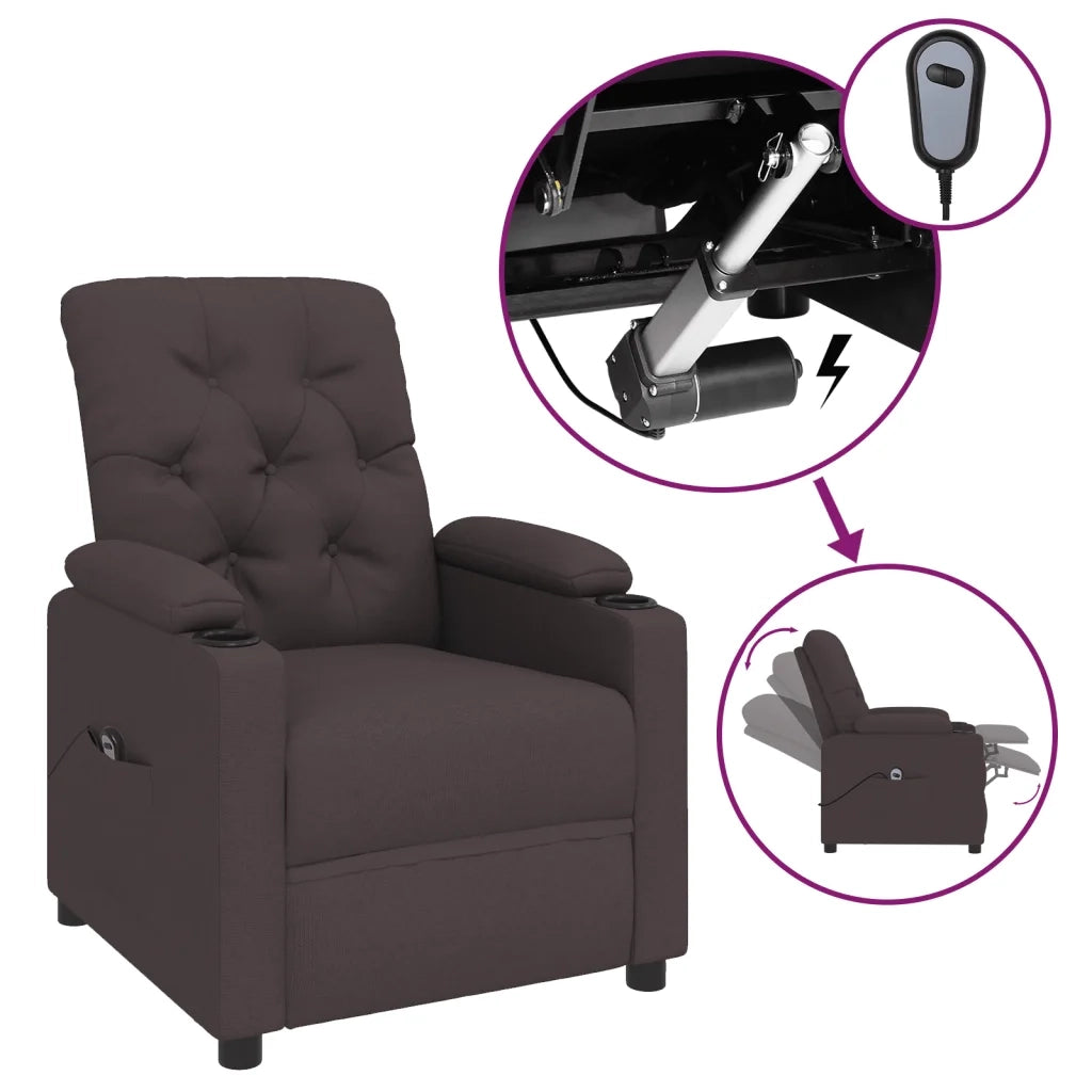 Poltrona Elettrica Reclinabile Marrone Scuro in Tessuto 3098844