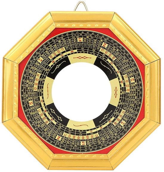 Specchio a forma di conca da parete, 13,5 cm - Decorazione Feng Shui con energia positiva - Specchio in legno da parete