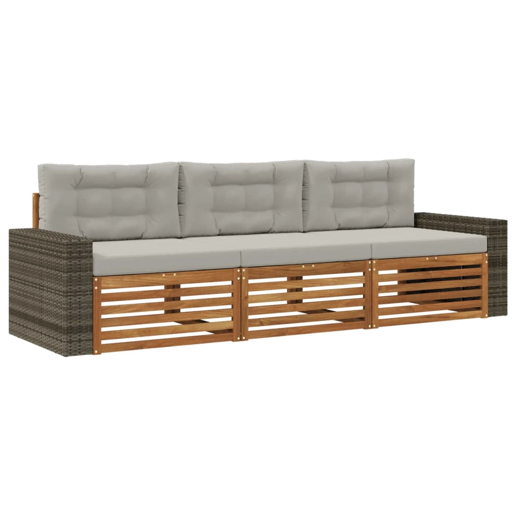 Set di divani da esterno 3 pcs Naturale e Grigio Chiaro 3382979