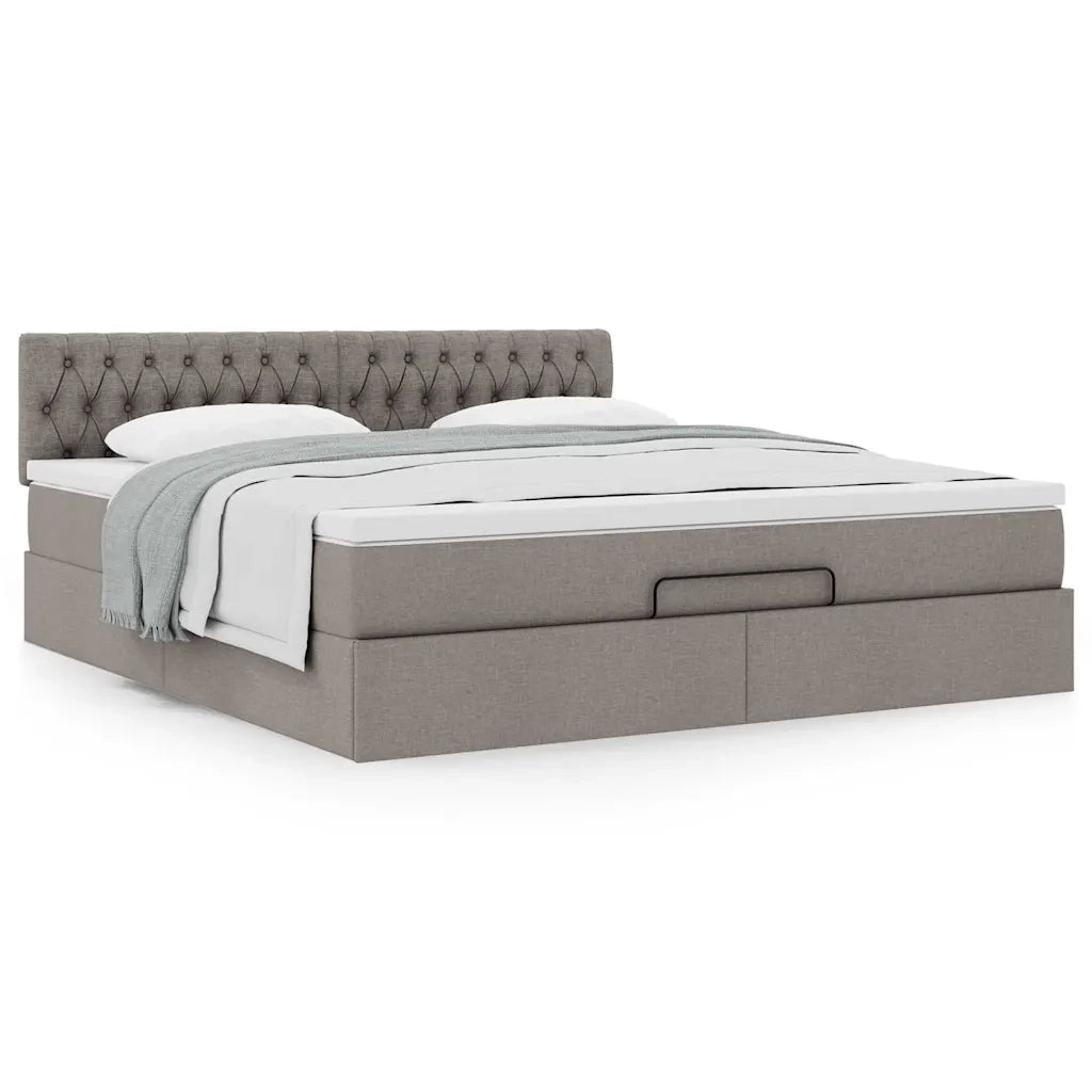 Struttura Letto Pouf con Materasso Tortora 160x200cm in Tessuto 3311557