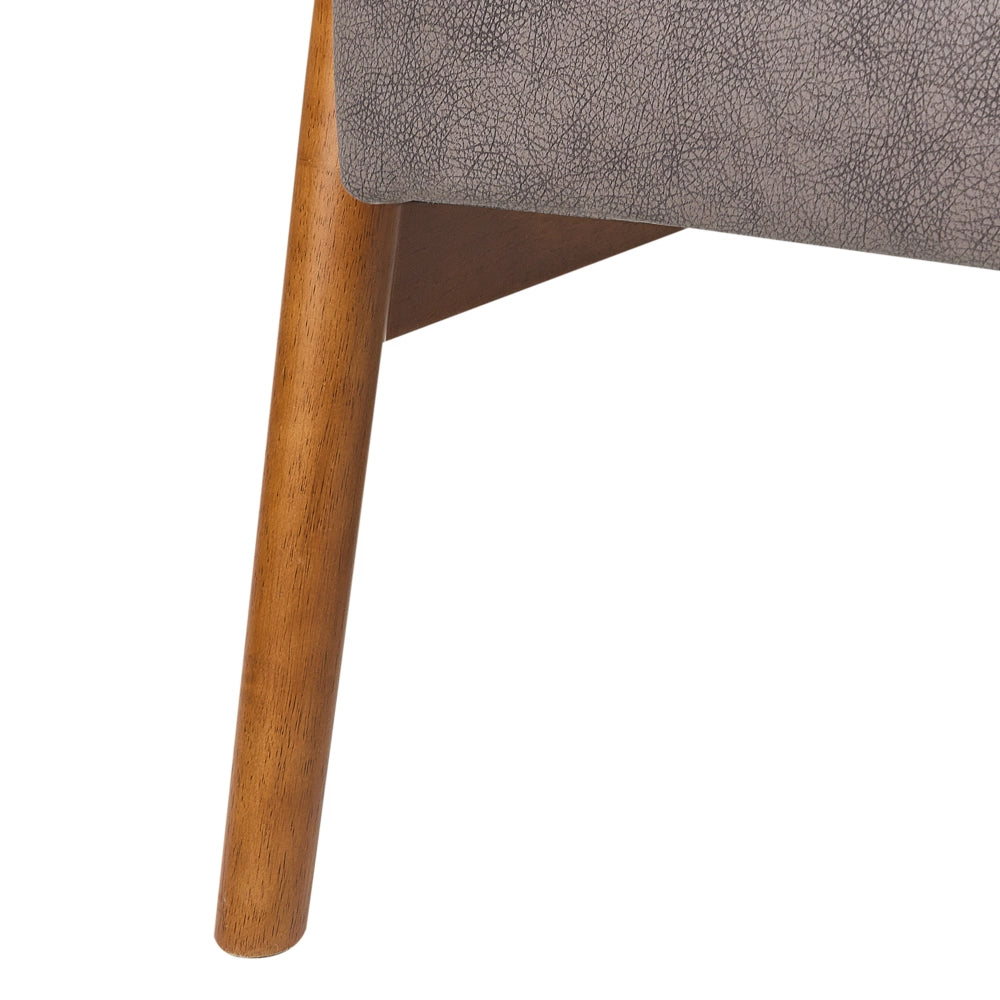 Poltrona marrone scuro in ecopelle con gambe in legno, braccioli e cuscino Retro Classico Soggiorno Tradizionale