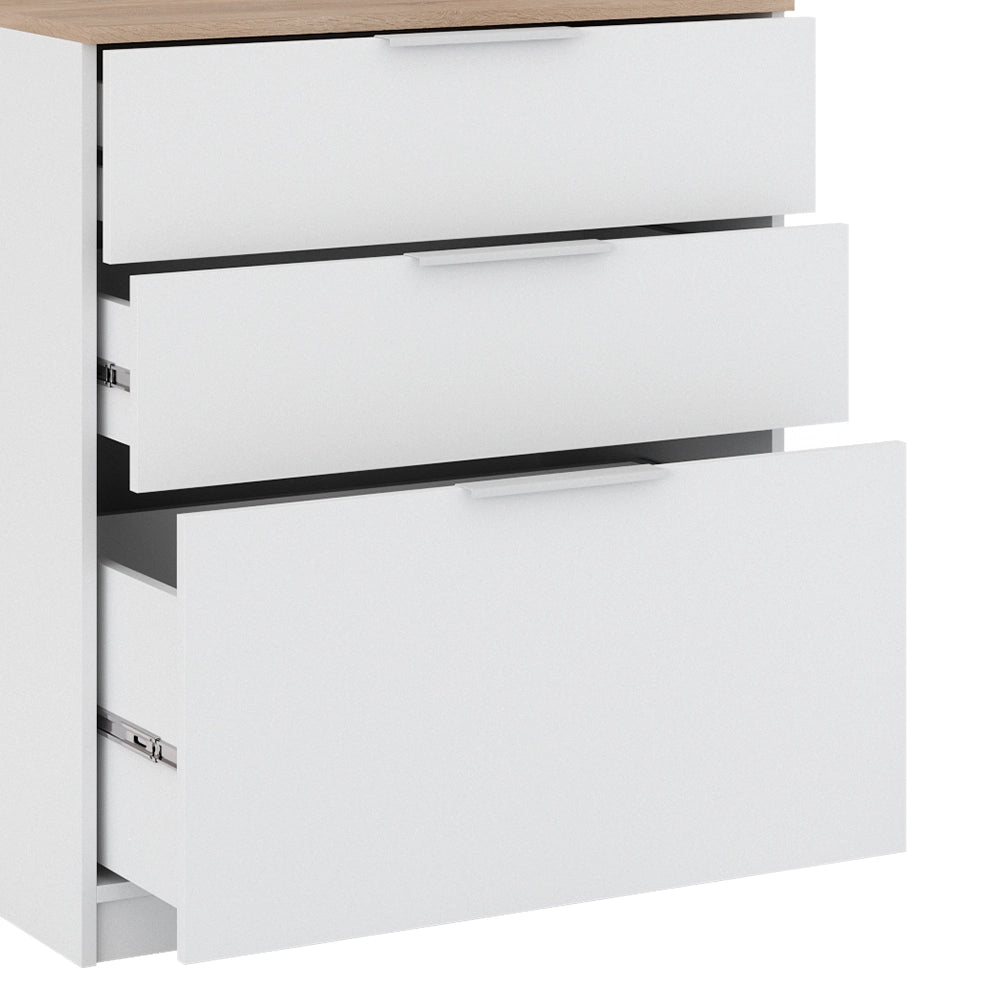 Vicco Cassettiera per camera da letto Bianco/Sonoma 50 x 90 cm con 3 cassetti